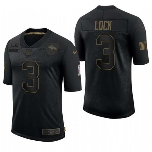 Men's Denver Broncos #3 Drew Lock Black 2020 Salute To Service Limited Stitched NFL Jersey